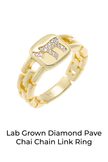 Lab Grown Diamond Pave Chai Chain Link Ring
