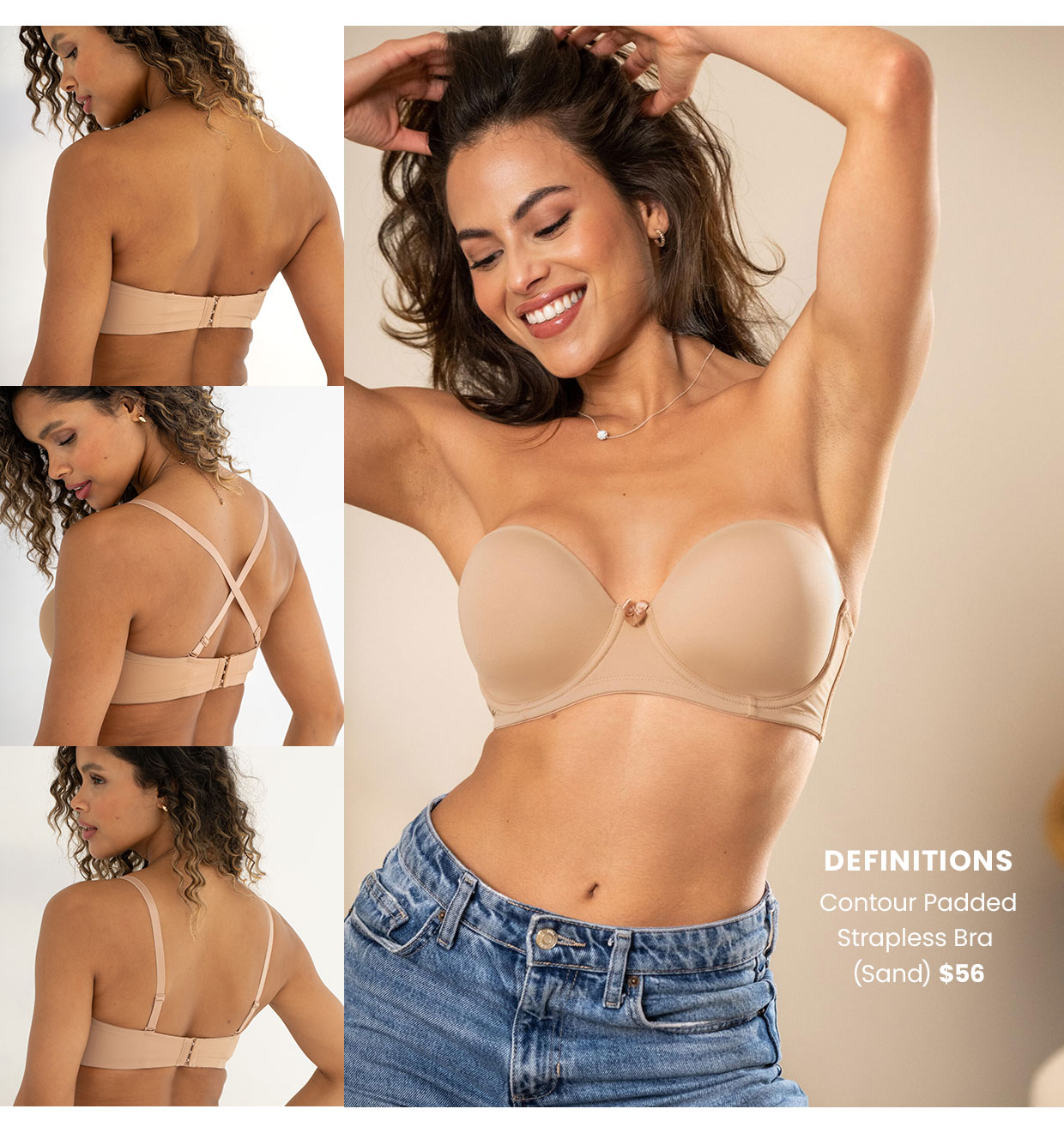 Definitions Lightly Padded Multiway Strapless Bra - Sand