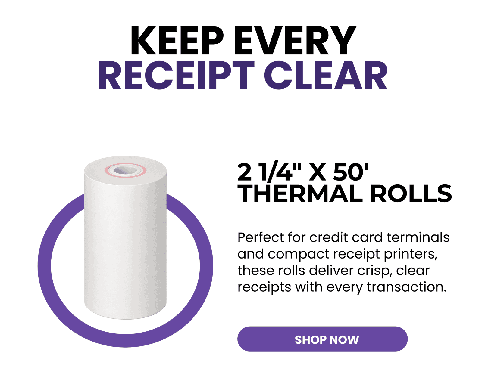 2 1/4" x 50' Thermal Rolls