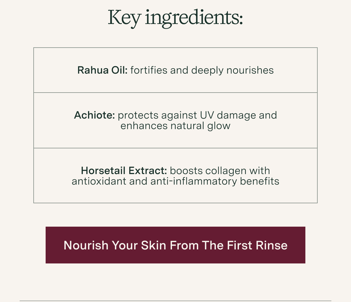 Nourish Your Skin From the First Rinse
