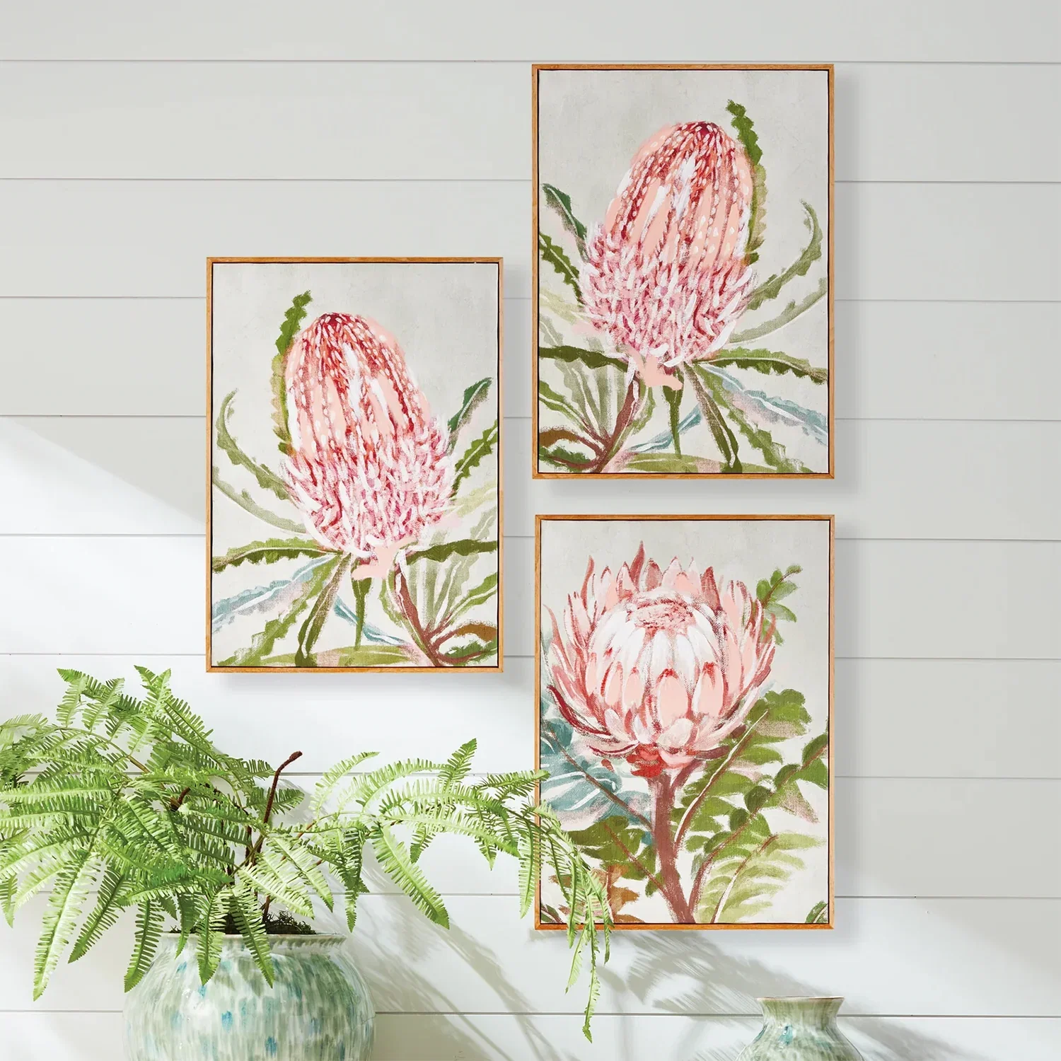 Image of Queen Protea Gicless Wall Artwork Set of 3