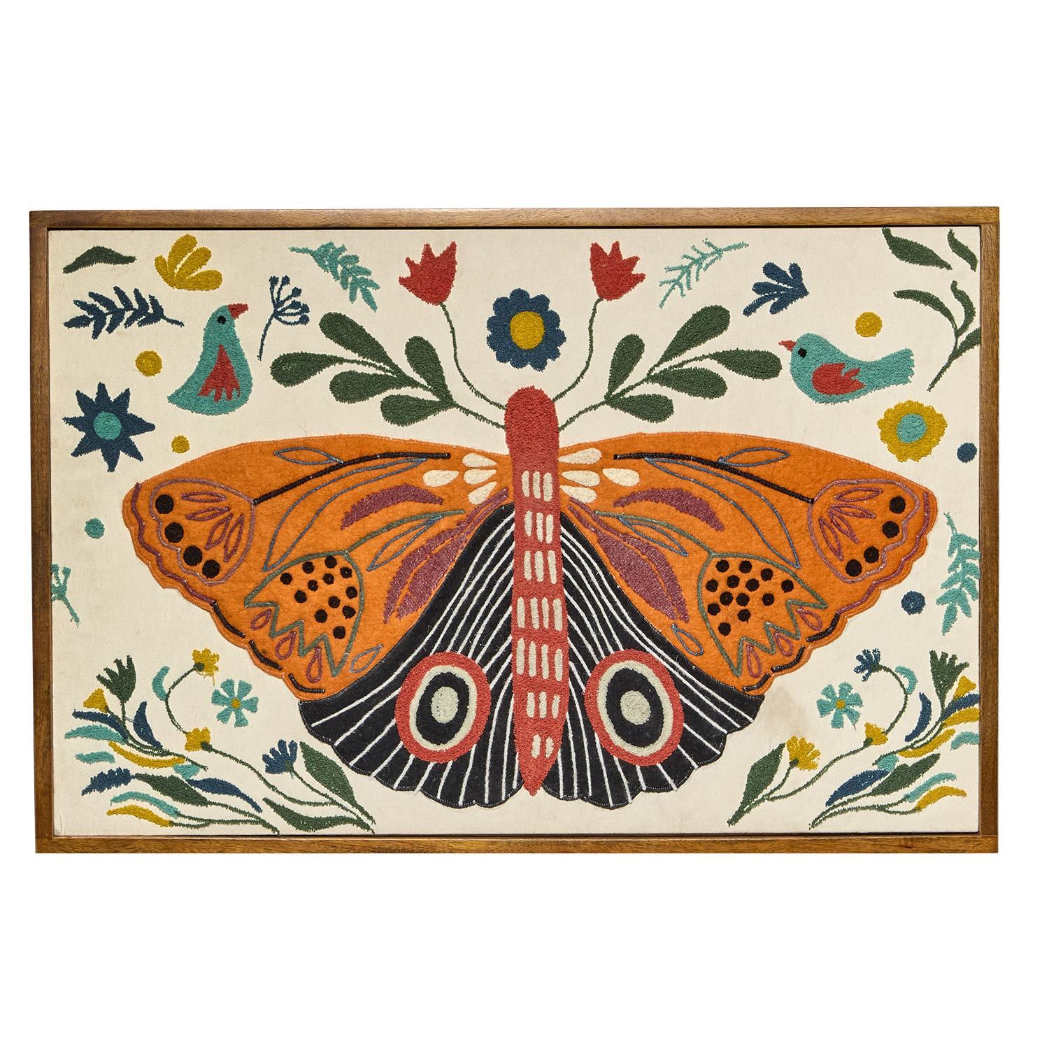 Image of Butterfly Embroidered Wall Art