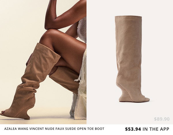 AZALEA WANG VINCENT NUDE FAUX SUEDE OPEN TOE BOOT