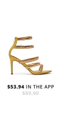 AZALEA WANG MILA CITRON YELLOW GOLD HARDWARE EMBELLISHED STRAPPY STILETTO SANDAL