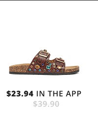 AKIRA BAYLEAVES BROWN SNAKE EMBELLISHED FLAT SLIP ON SANDAL