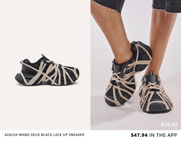 AZALEA WANG SELIE BLACK LACE UP SNEAKER