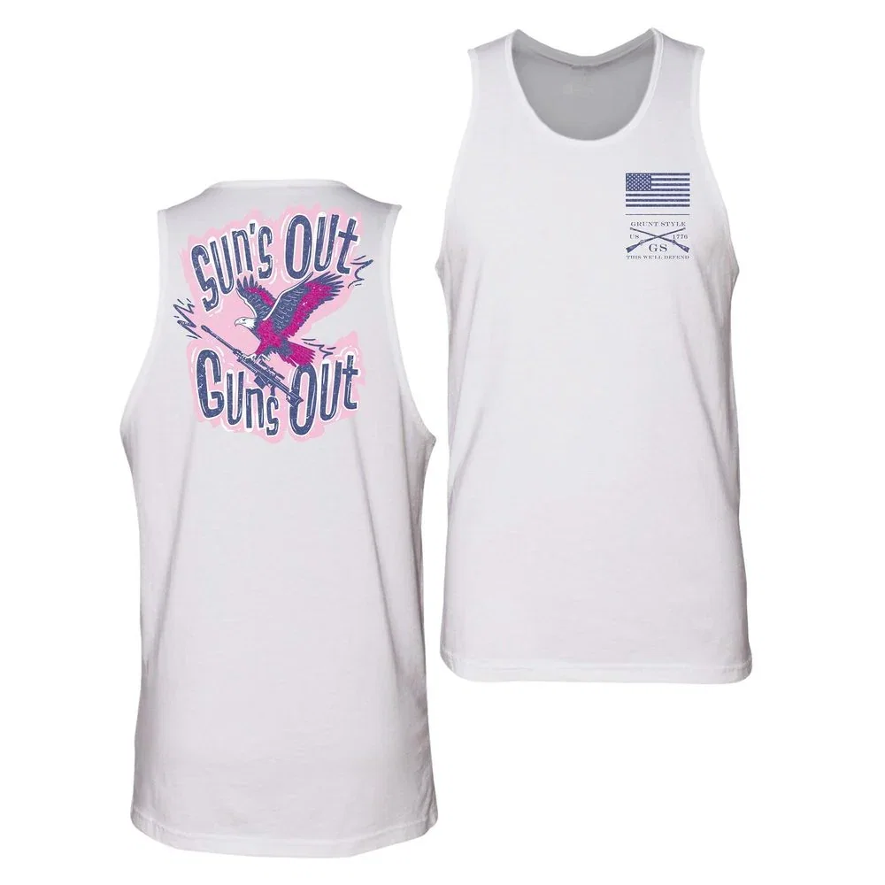 Image of Men's Sun Out, Guns Out Tank - White