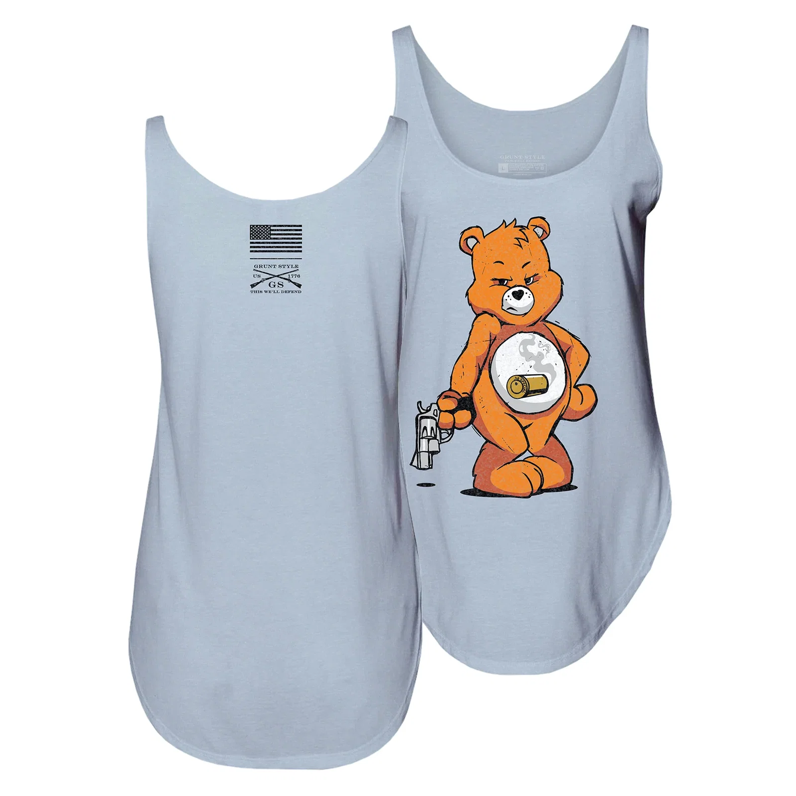 Image of Women's Bang Bear Flowy Tank - Stonewash Denim