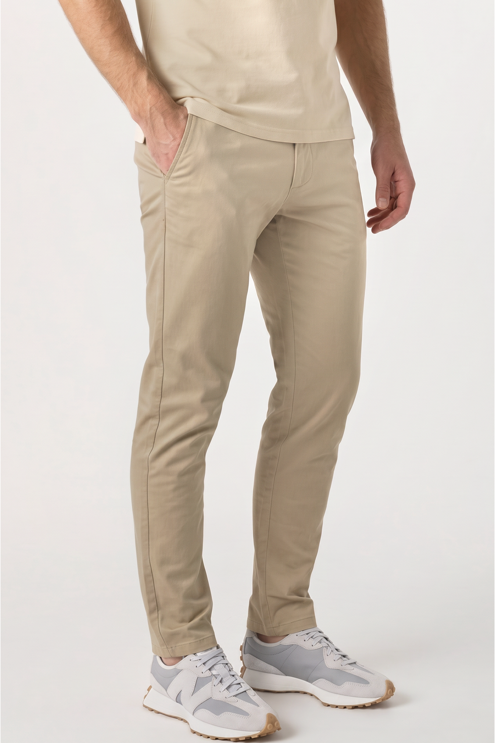 Image of Henbury Men's Regular Stretch Chino's, Stone