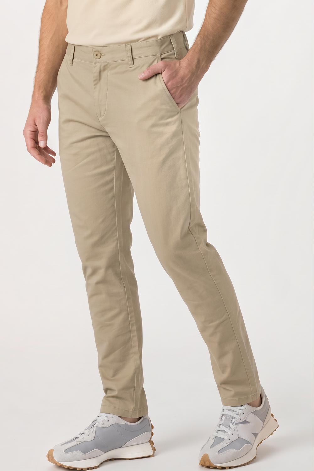Image of Henbury Men's Long Stretch Chino's, Stone