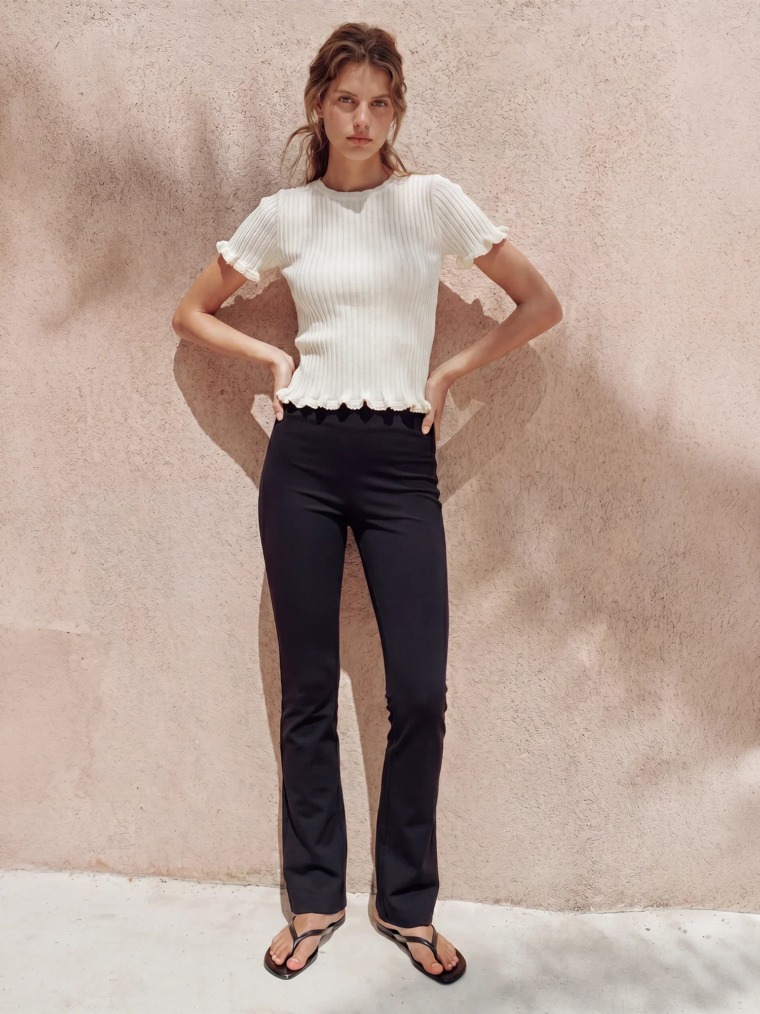 Image of Flare Ponte Pull Up Pants