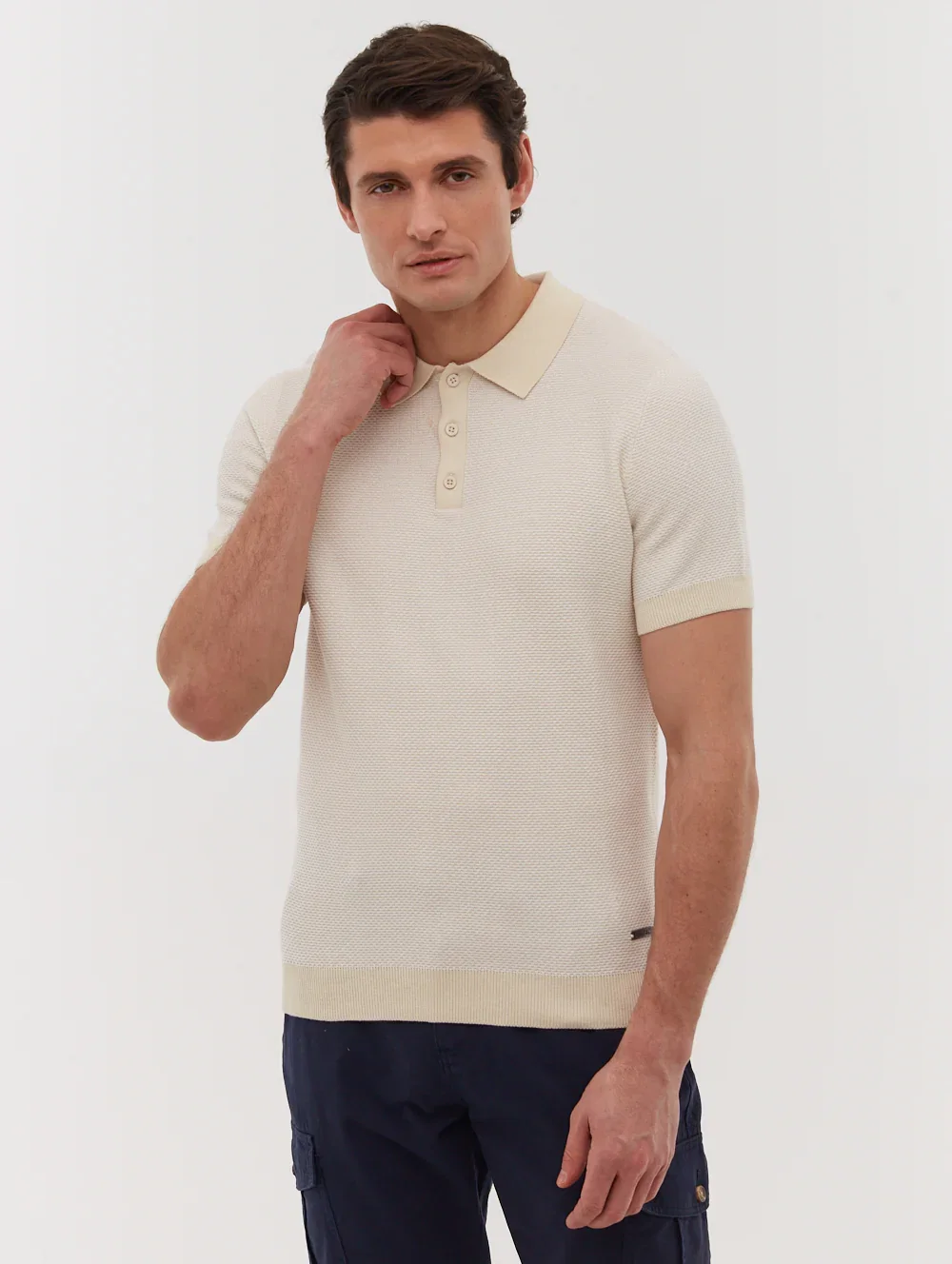 Image of Totti Knit Polo Shirt - Beige