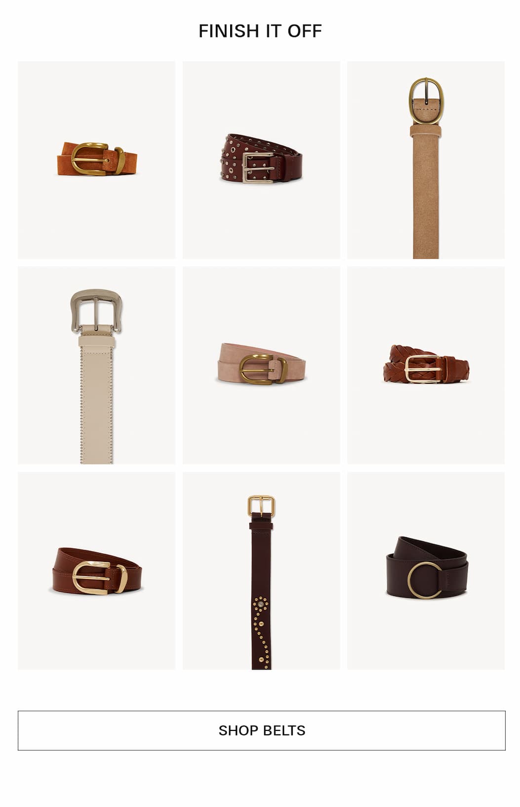 complete the look with belts showing all available belts