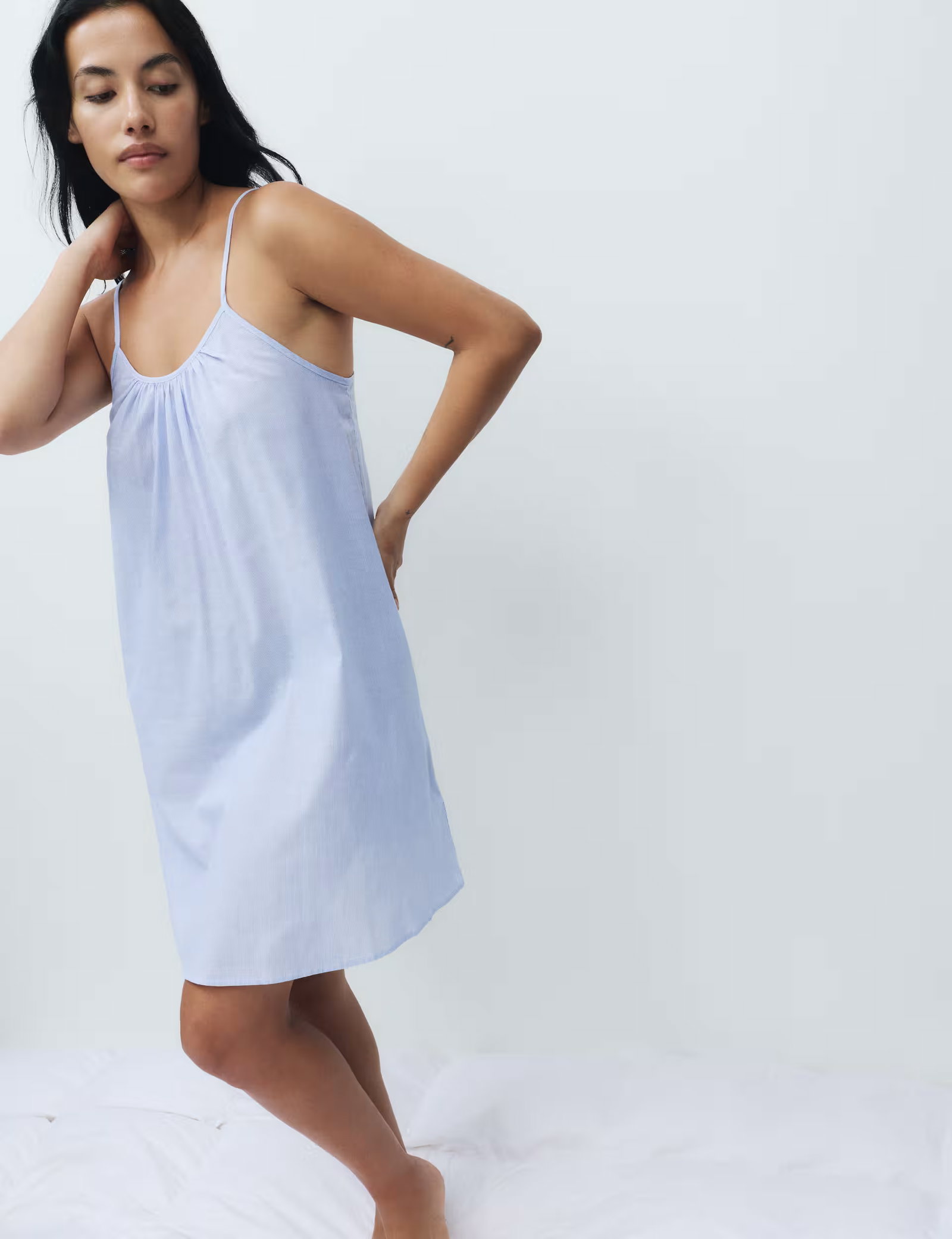 Pure Cotton Striped Short Chemise
