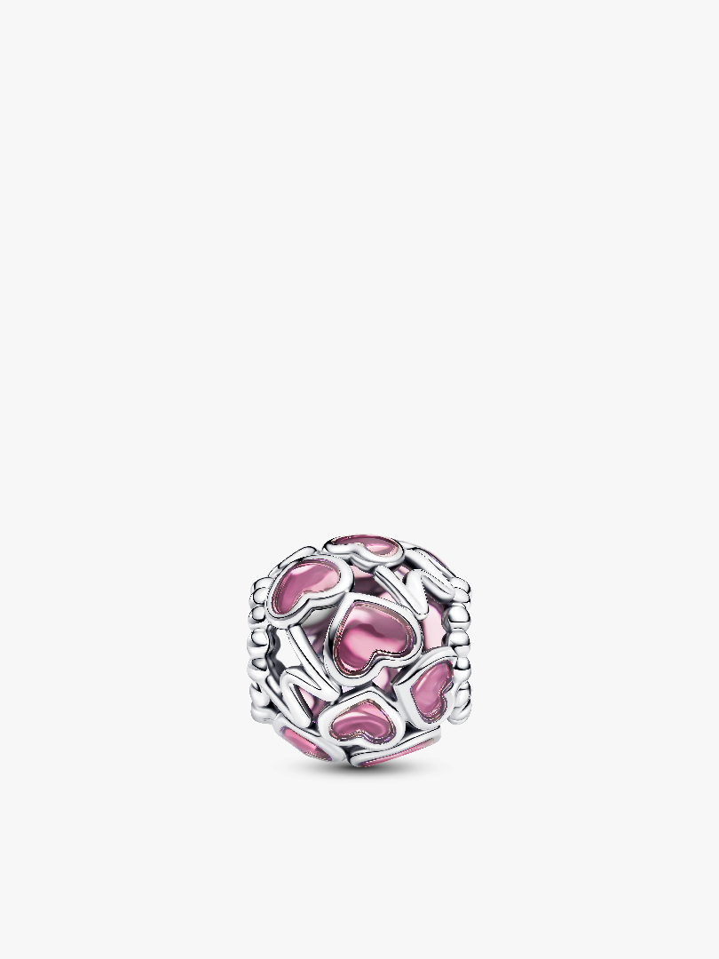 Pink Openwork Hjerte Mor Charm