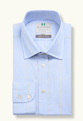 Blue and Yellow Prince of Wales BC Check Classic Fit Shirt