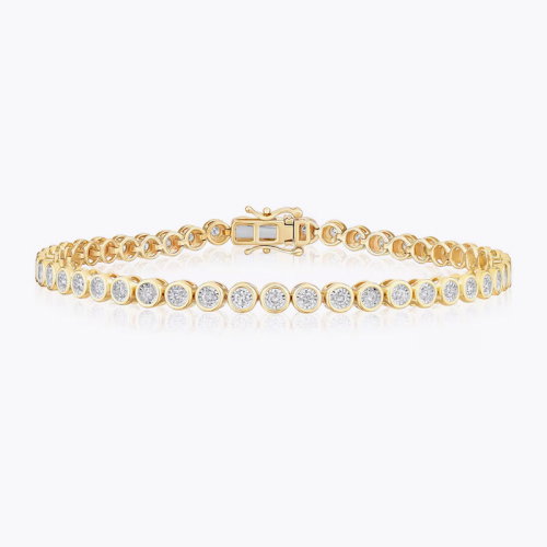 9ct Yellow Gold 1ct Diamond Tennis Bracelet