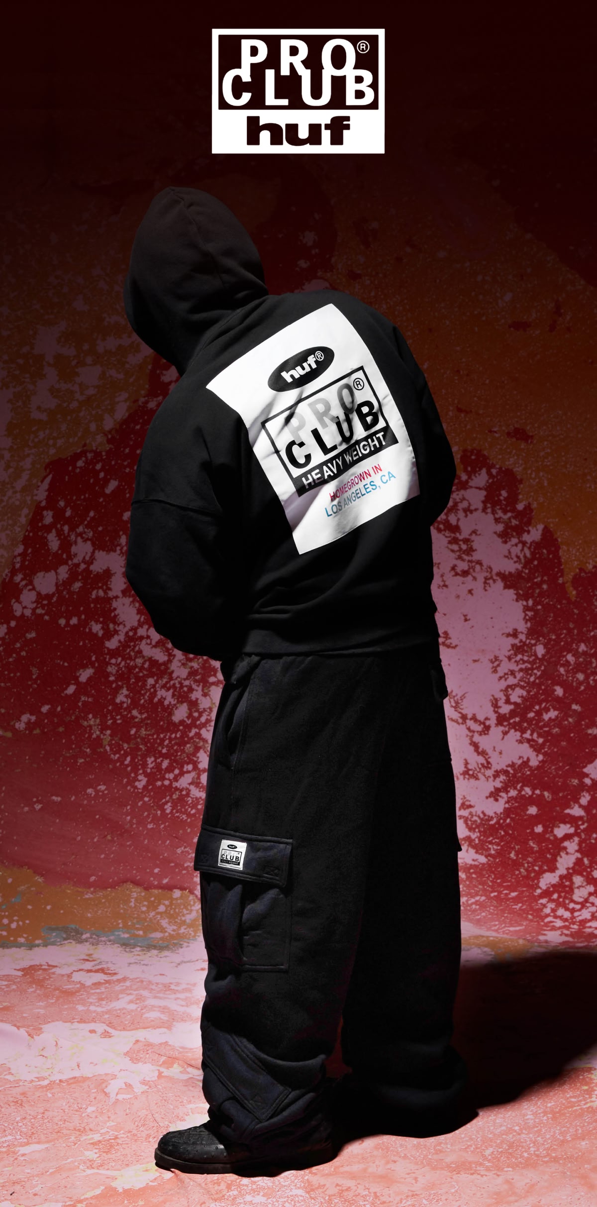 Shop HUF x Pro Club, featuring this black heavyweight hoodie.