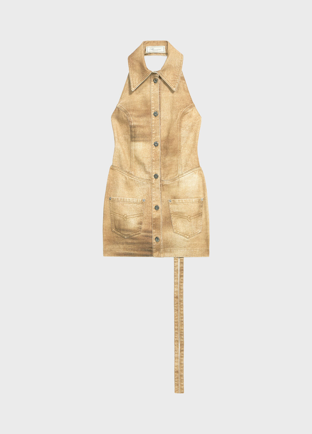 Short printed stretch bull denim dress