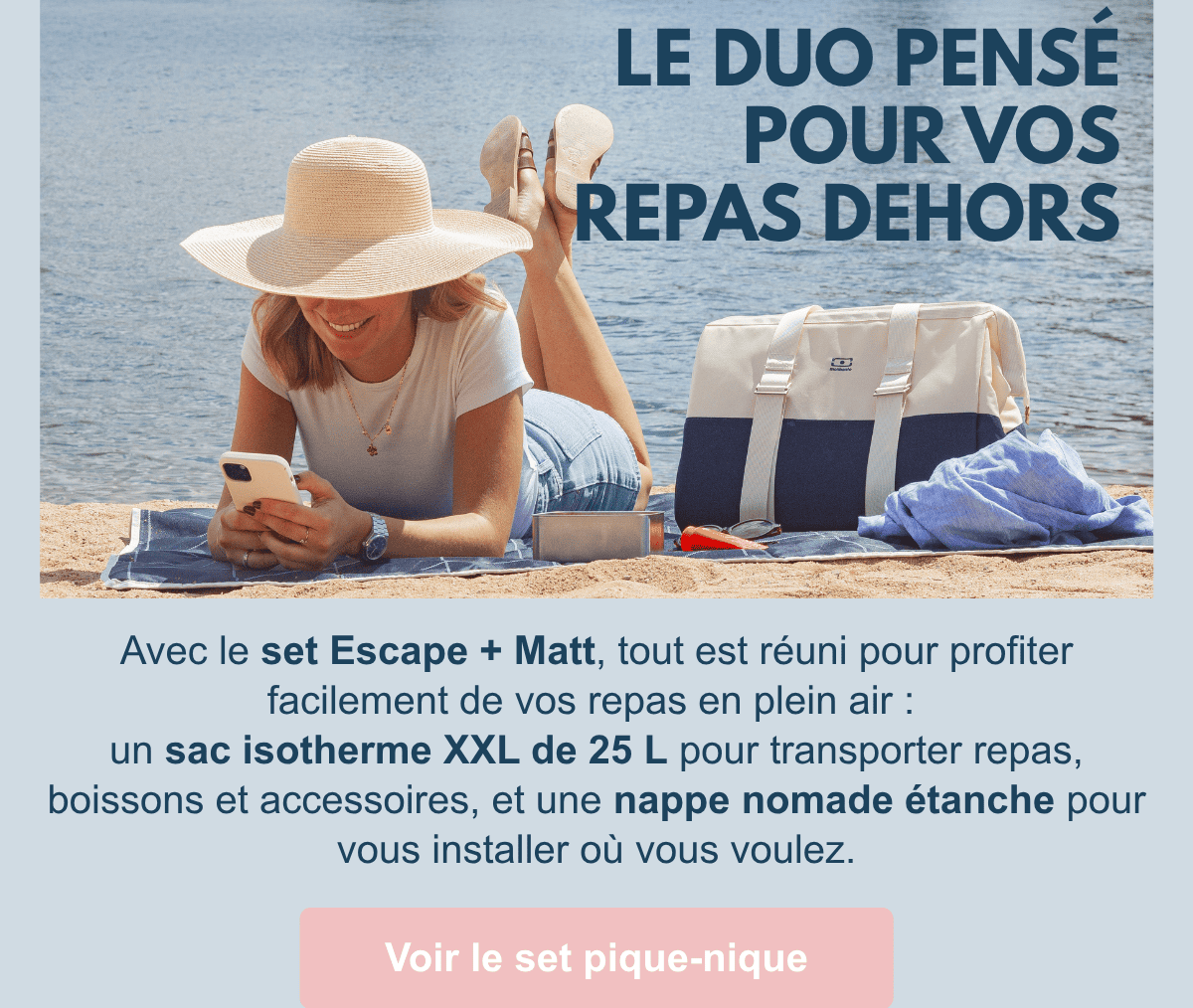 image avec visuel produit plage et description du set