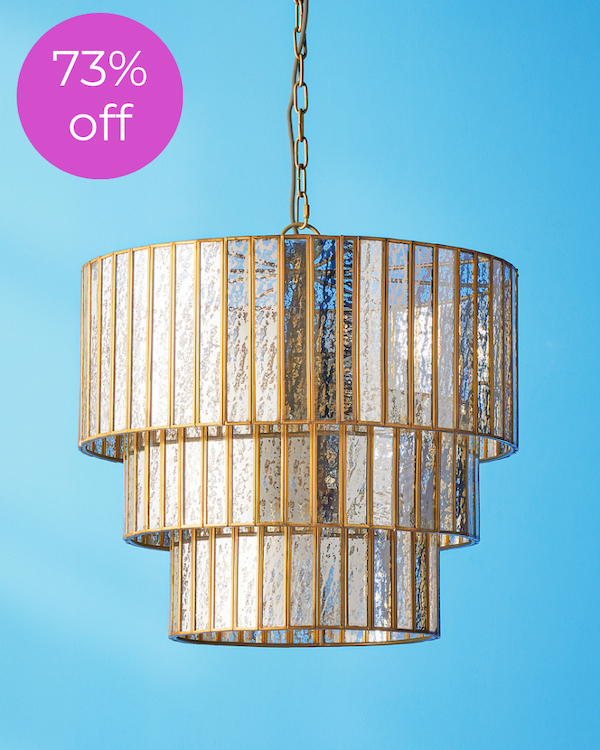 three tiered galactica chandelier in mercurised glass
