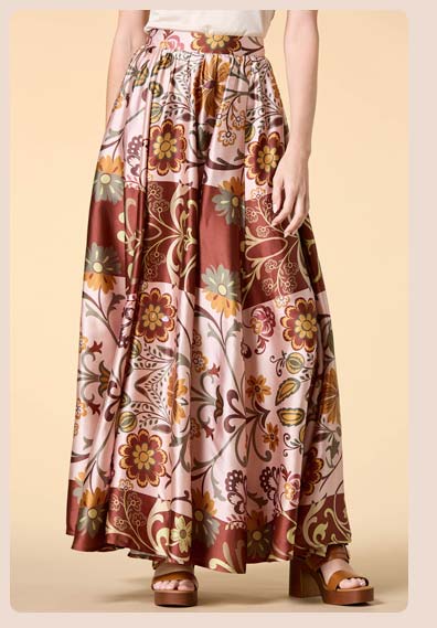 Shop Bohemian Beauty Satin Maxi Skirt