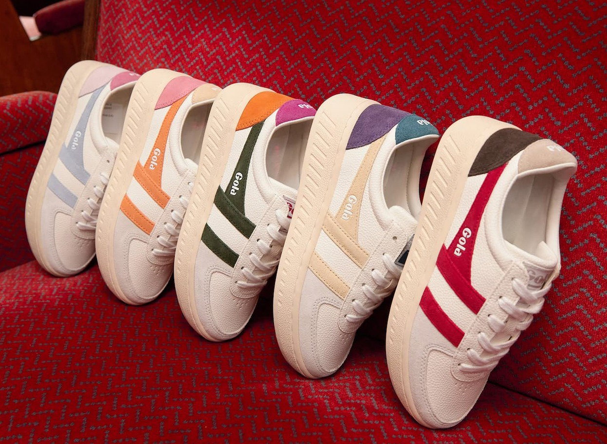 A row of Gola Grandlam Trident sneakers
