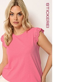 YOURS – Trägershirt in Korallenrosa mit Lochstickerei und Rüschen