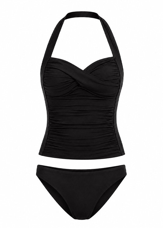Seafolly Collective Twist Halter Tankini Bikini Top - Black