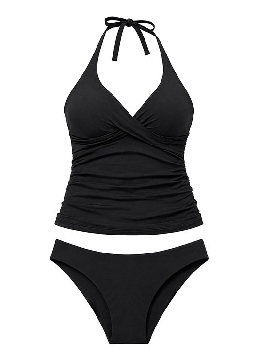 Seafolly Collective MultiFit Wrap Front Tankini Bikini Top - Black