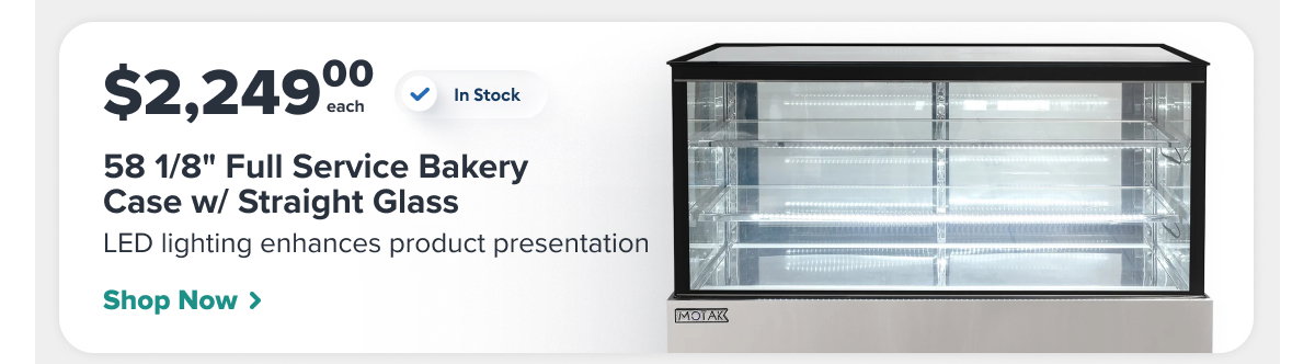 MoTak MCD59-2X 58 1/8" Full Service Bakery Case w/ Straight Glass - (3) Levels, 115v