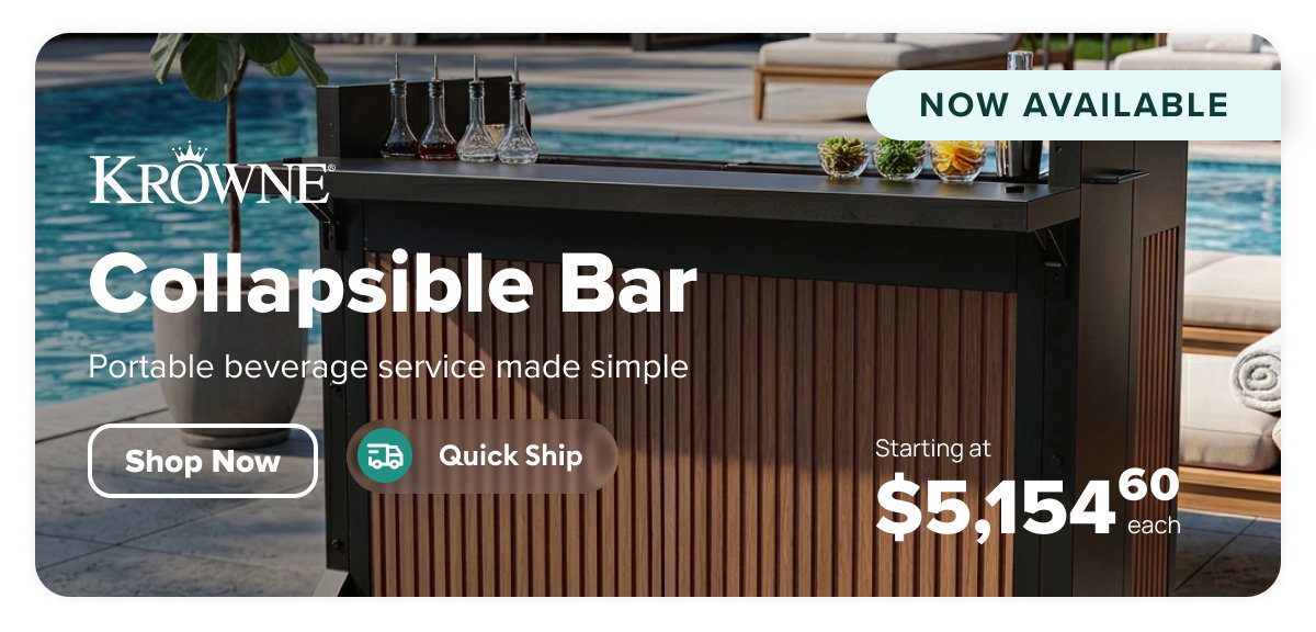 Krowne KR-MCB 52" NomadBar Mobile + Collapsible System™ Portable Bar w/ 66 lb Ice Bin & Speed Rail - Wood Grain