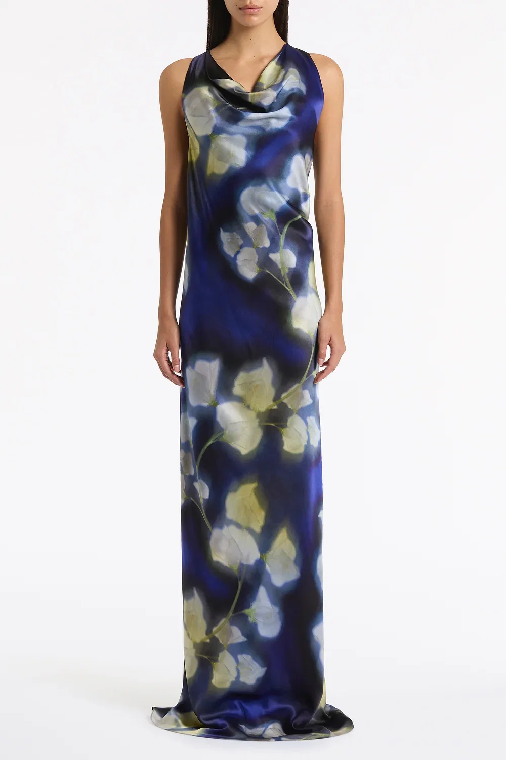CALLA LILY SILK VISCOSE COWL FRONT GOWN