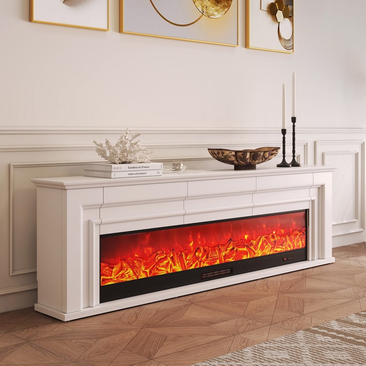 79" Warm White Electric Fireplace TV Stand with Remote Control