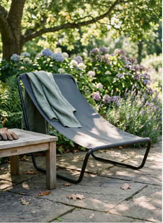 Black Folding Beach Lounger