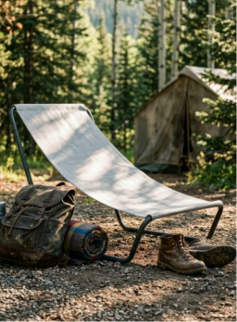 Beige Folding Beach Lounger
