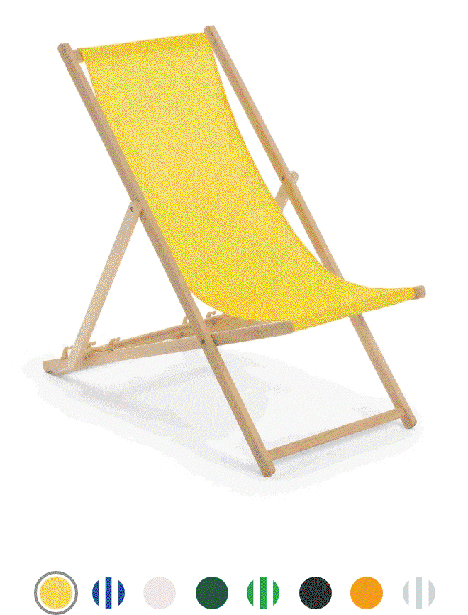 Blue Stripe Folding Wooden Deck Chair