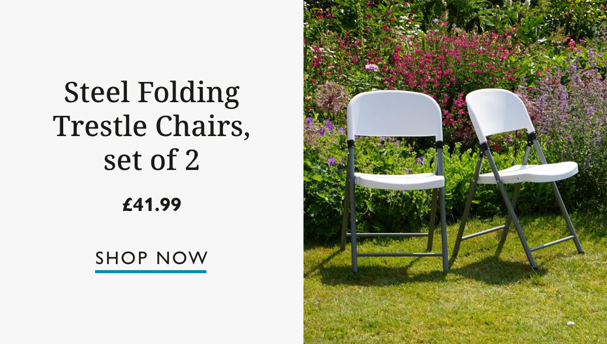 White Steel Folding Trestle Chairs - Pack of Two
