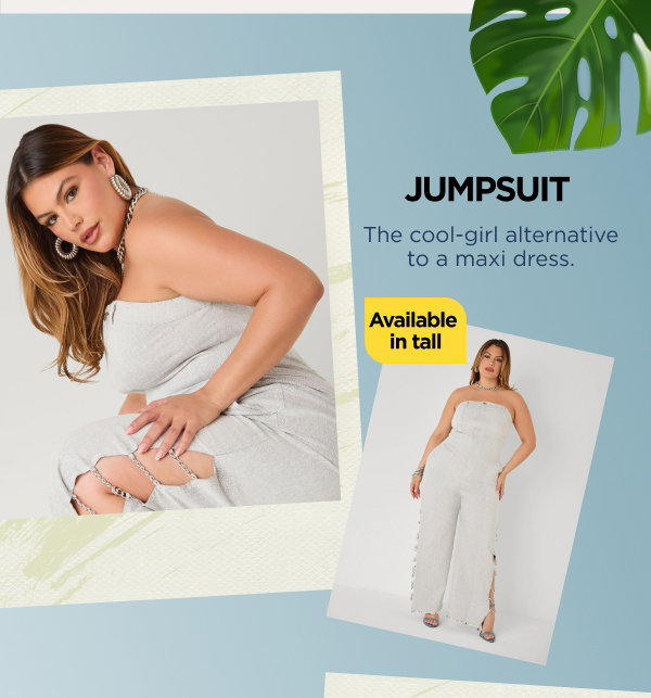 Chain Trimmed Denim Jumpsuit