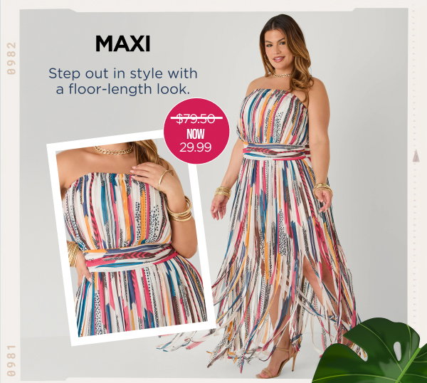 Printed Fringed Strapless Dress