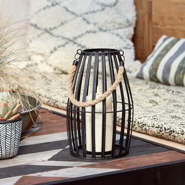 Canberra Slatted Outdoor Lantern with TruGlow® Candle And Remote Control