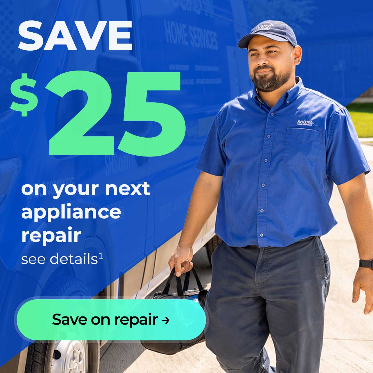 Save $25 on your next repair, see details. Button: Save on repair