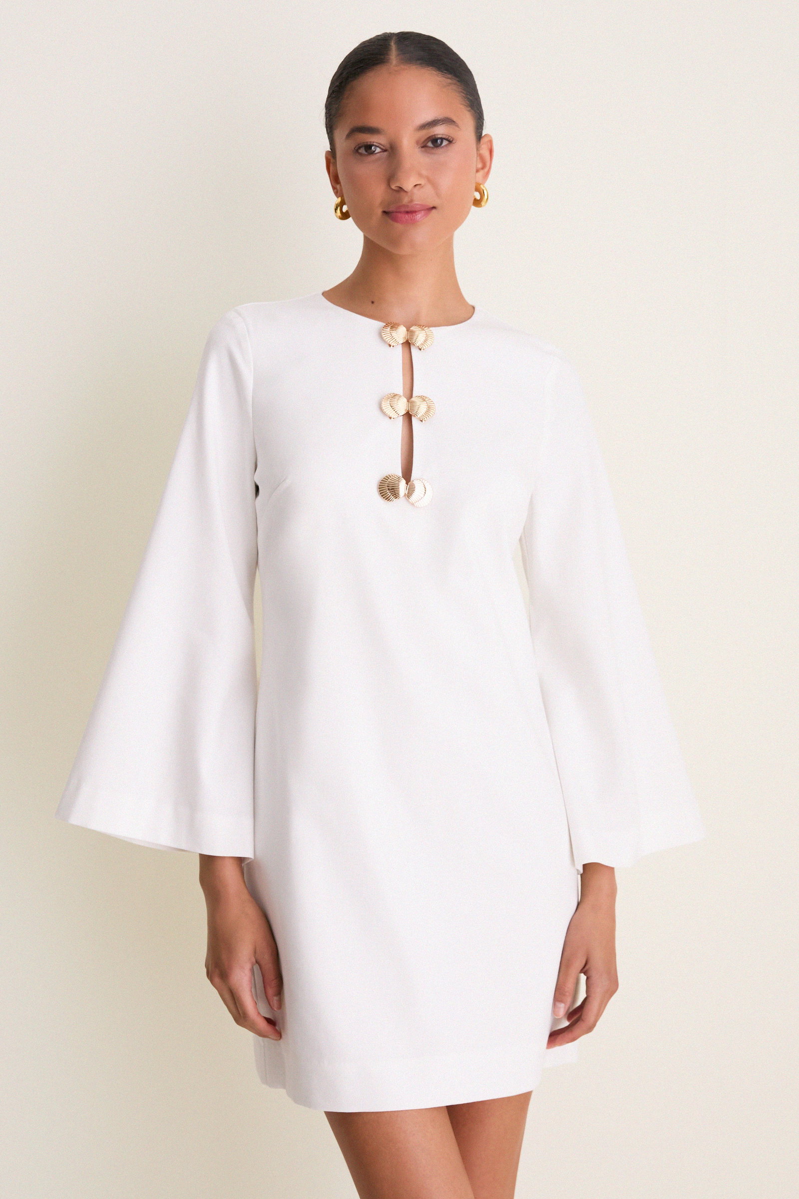 Image of Ivory Linen Shell Hardware Etta Mini Caftan