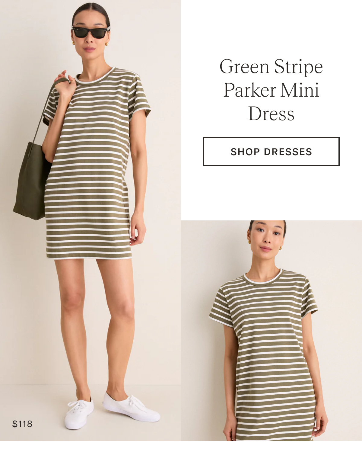 Green Stripe Parker Mini Dress