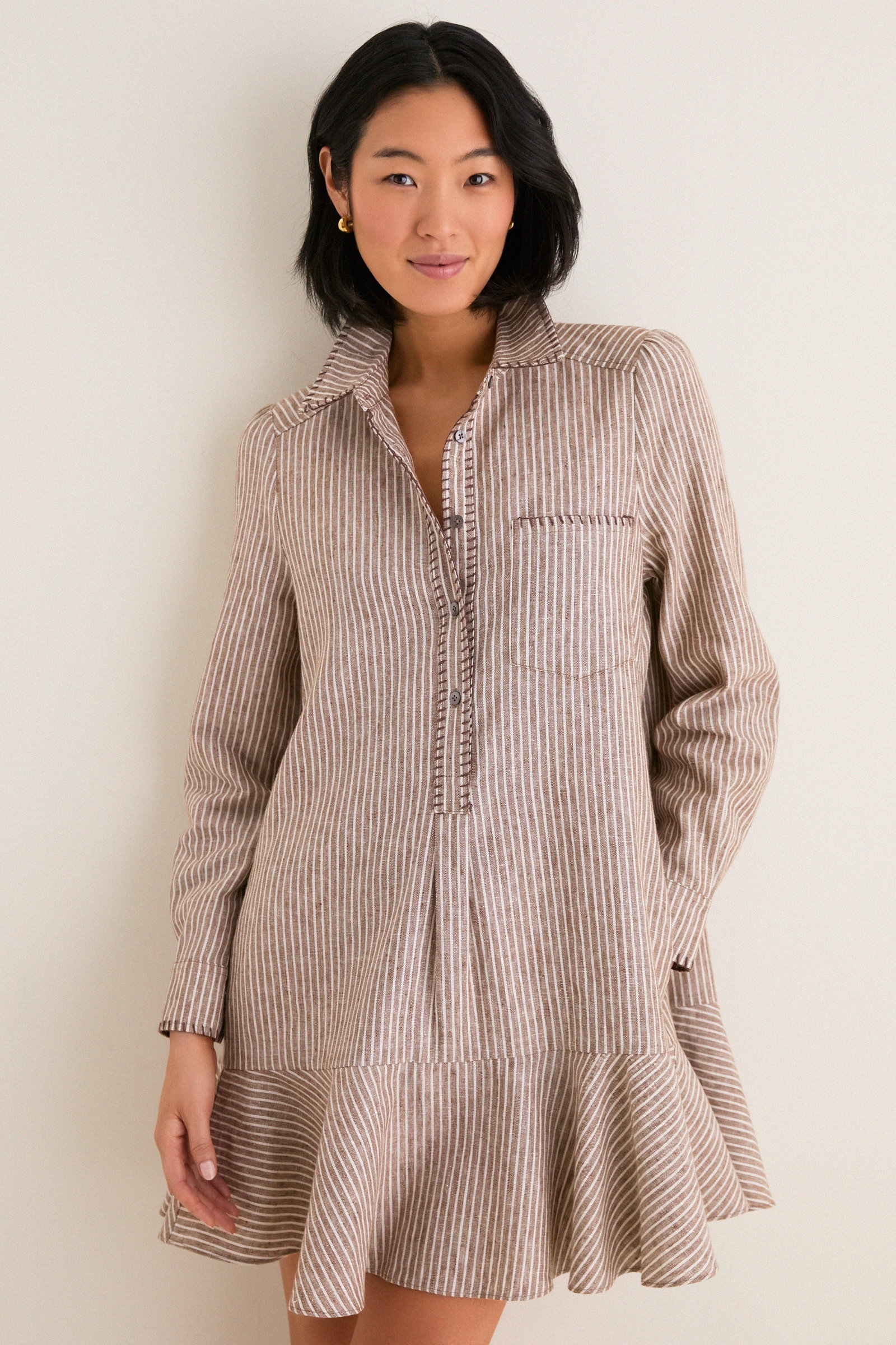 Image of Cafe Stripe Whipstitch Callahan Shirt Dress
