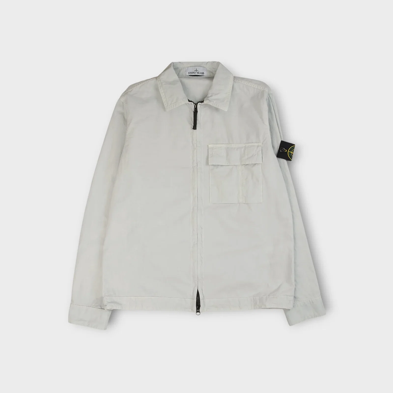 Image of Stone Island Brushed Organic Cotton Canvas Overshirt I Sky Blue