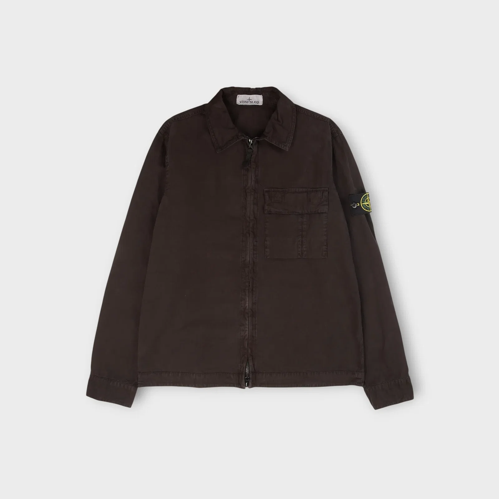 Image of Stone Island Brushed Organic Cotton Canvas Overshirt I Black
