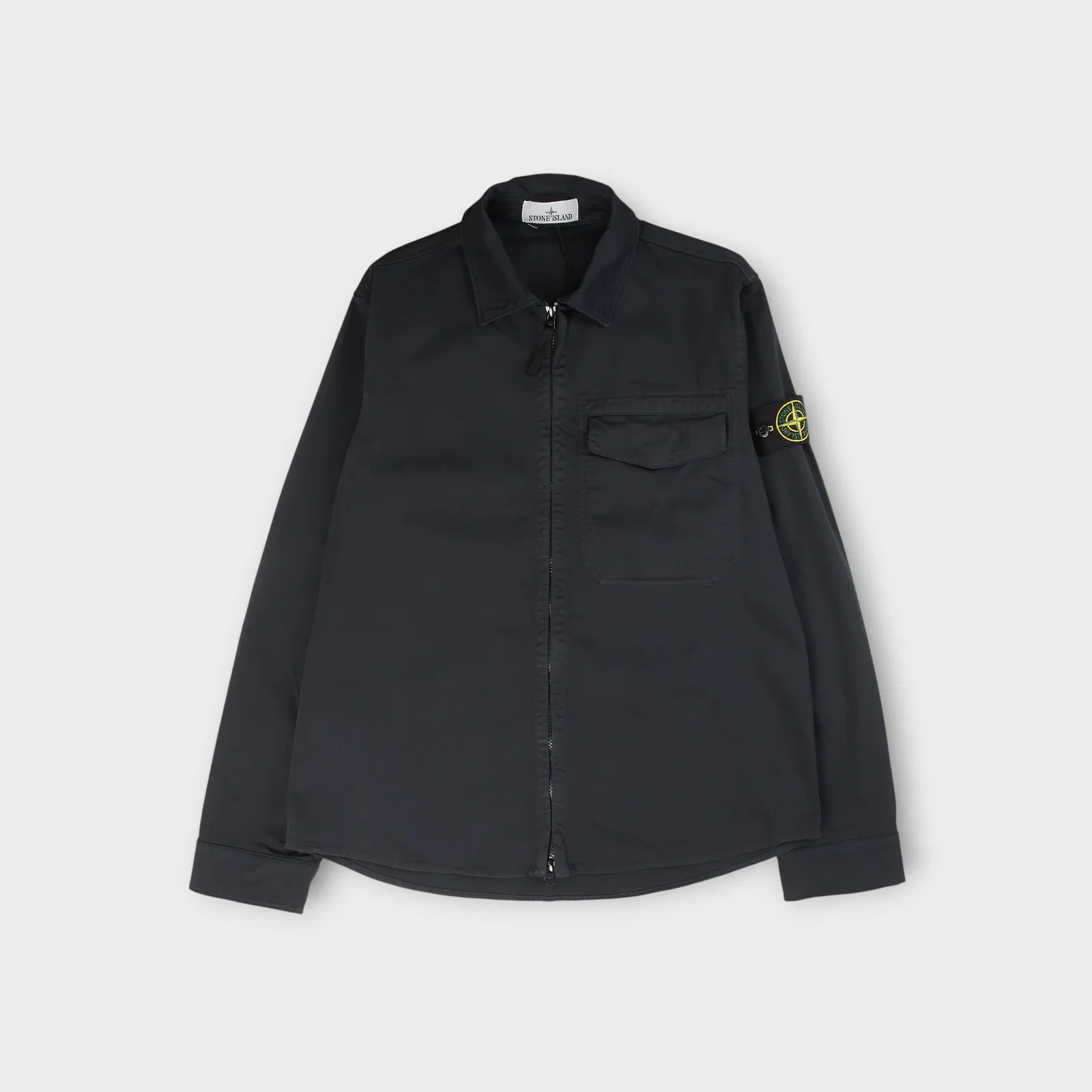 Image of Stone Island Organic Cotton Canvas Overshirt I Navy