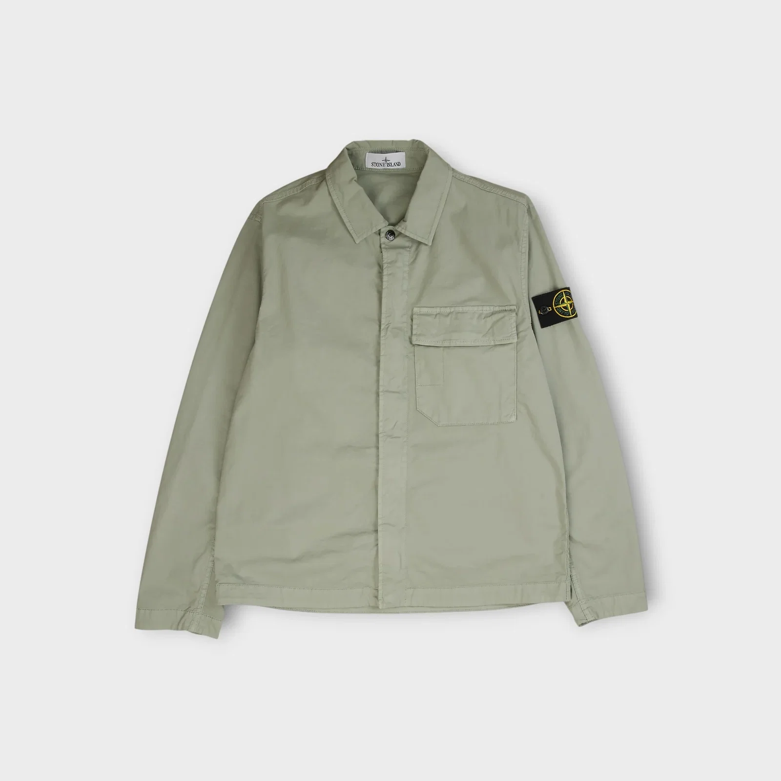 Image of Stone Island Stretch Organic Cotton Twill Overshirt I Mint Green