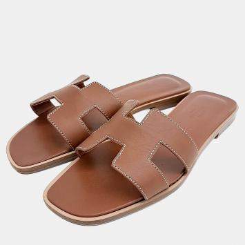 Hermès Oran Brown Leather Sli